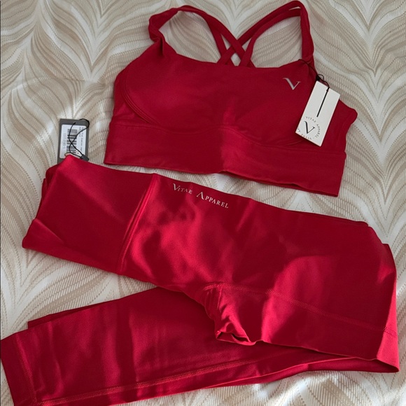 vitae apparel Other - Red Sports Bra and Leggings Set